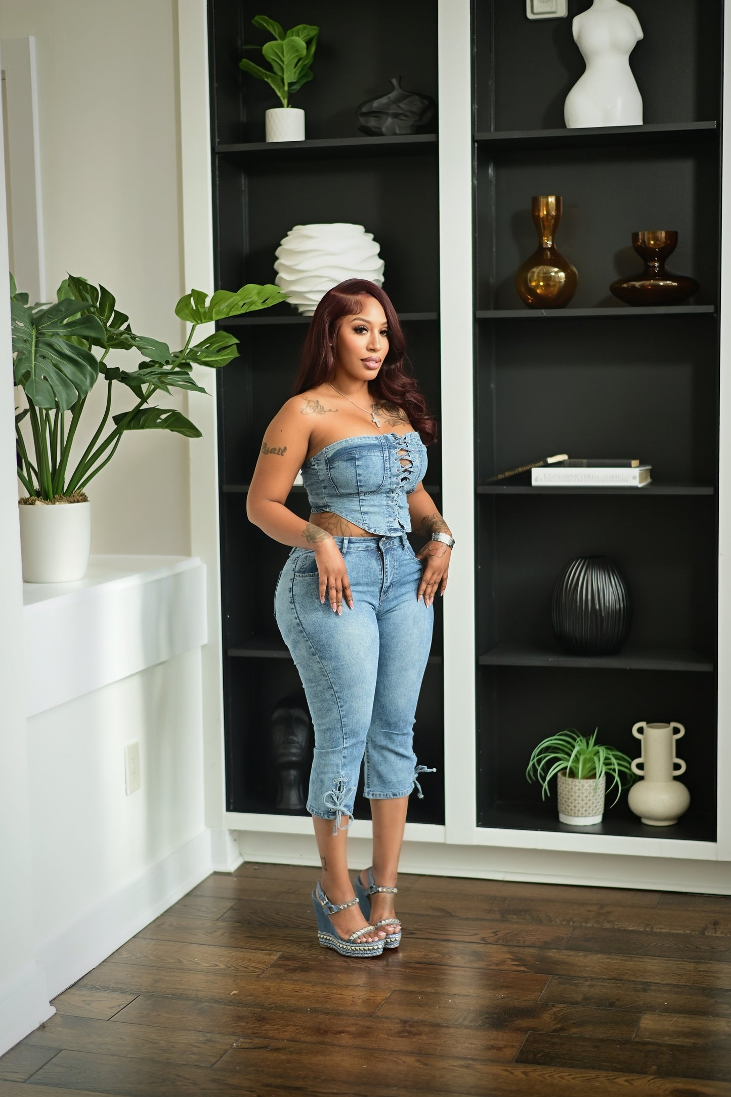 "Caresha Please" Denim set